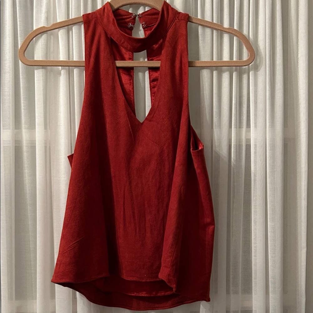 Stylish Red Keyhole Tank Top